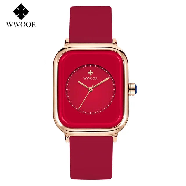 Veloré™ Purple Square Women’s Quartz Watch – Waterproof Silicone Band