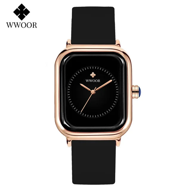 Veloré™ Purple Square Women’s Quartz Watch – Waterproof Silicone Band
