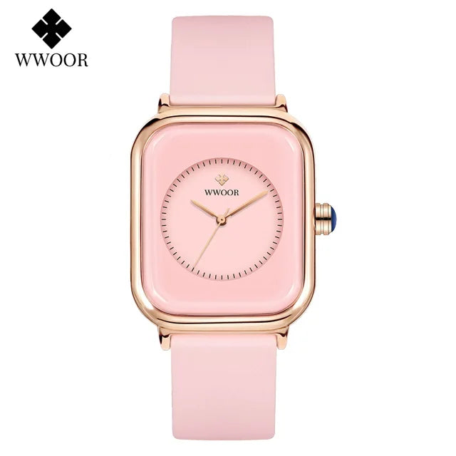 Veloré™ Purple Square Women’s Quartz Watch – Waterproof Silicone Band