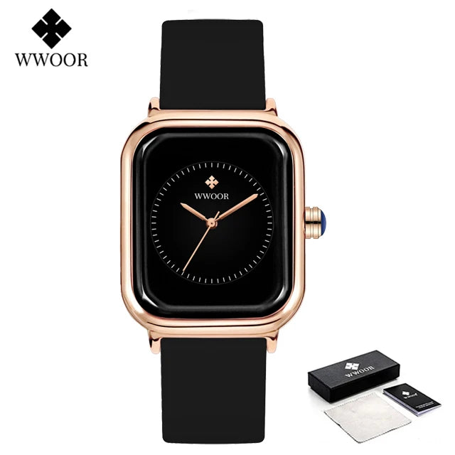 Veloré™ Purple Square Women’s Quartz Watch – Waterproof Silicone Band
