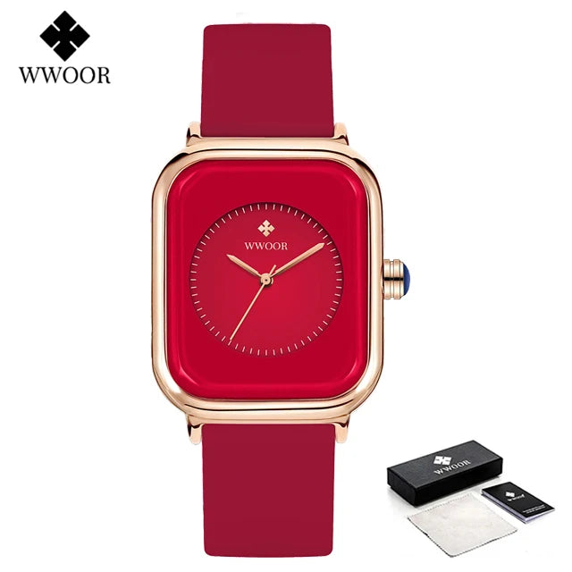 Veloré™ Purple Square Women’s Quartz Watch – Waterproof Silicone Band