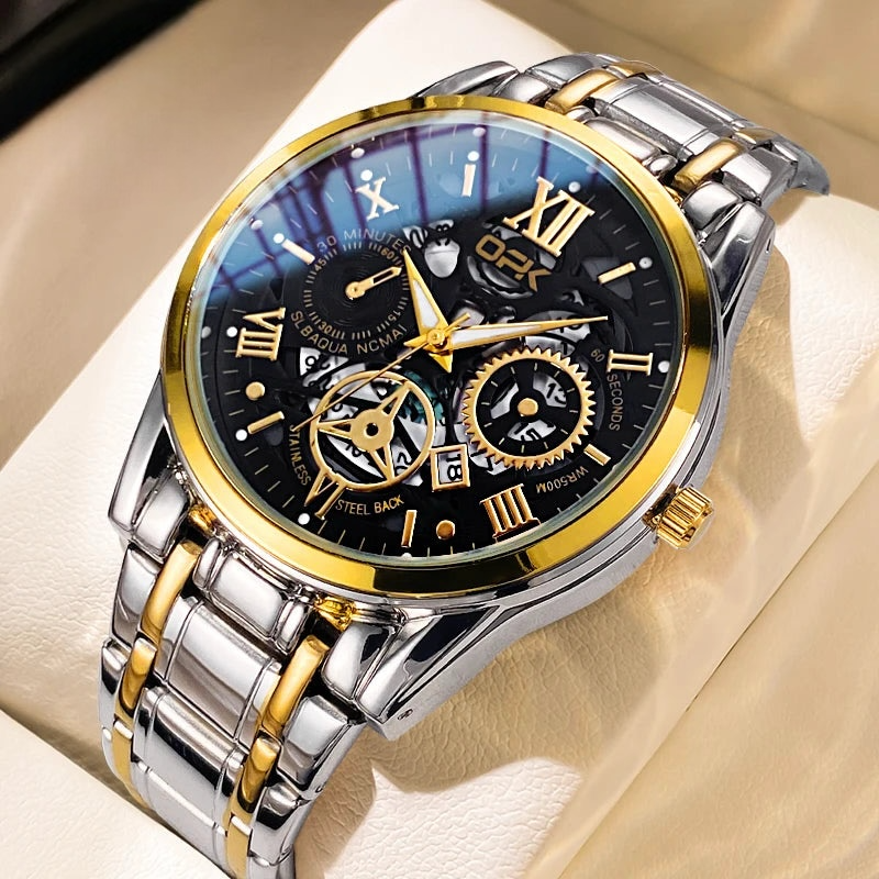 Veloré™ Triad Collection – Luxury Men’s Stainless Steel Watch (Gold, Silver-Gold, Black-Gold)