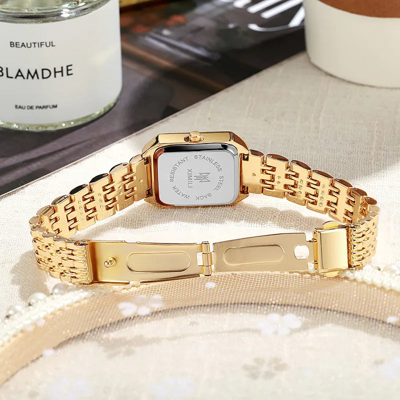 Veloré™ Luxe Women’s Rectangle Quartz Watch – Elegant Stainless Steel Band