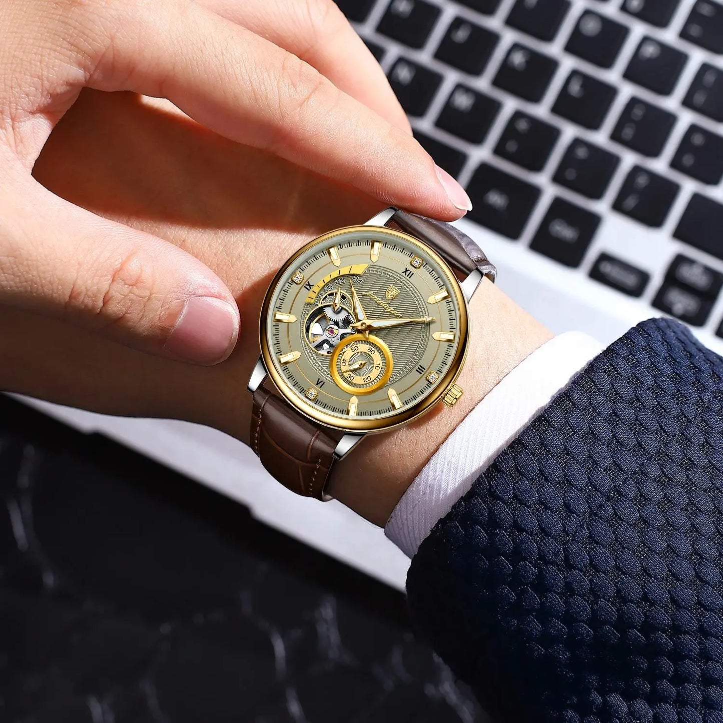 Veloré™ Tourbillon Automatic Leather Men’s Watch