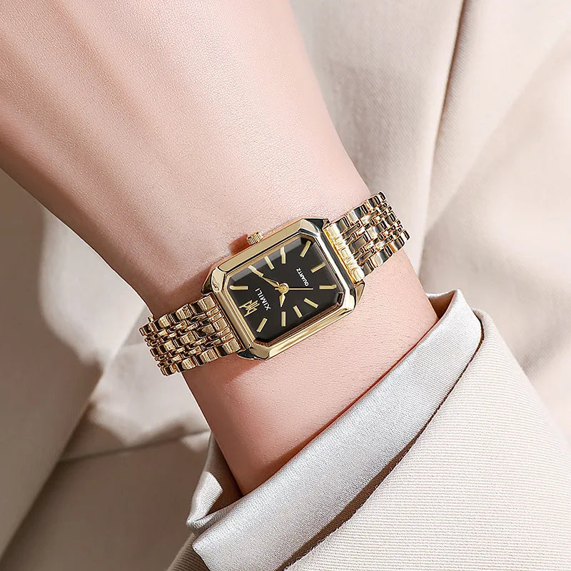 Veloré™ Luxe Women’s Rectangle Quartz Watch – Elegant Stainless Steel Band