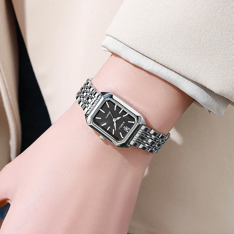 Veloré™ Luxe Women’s Rectangle Quartz Watch – Elegant Stainless Steel Band
