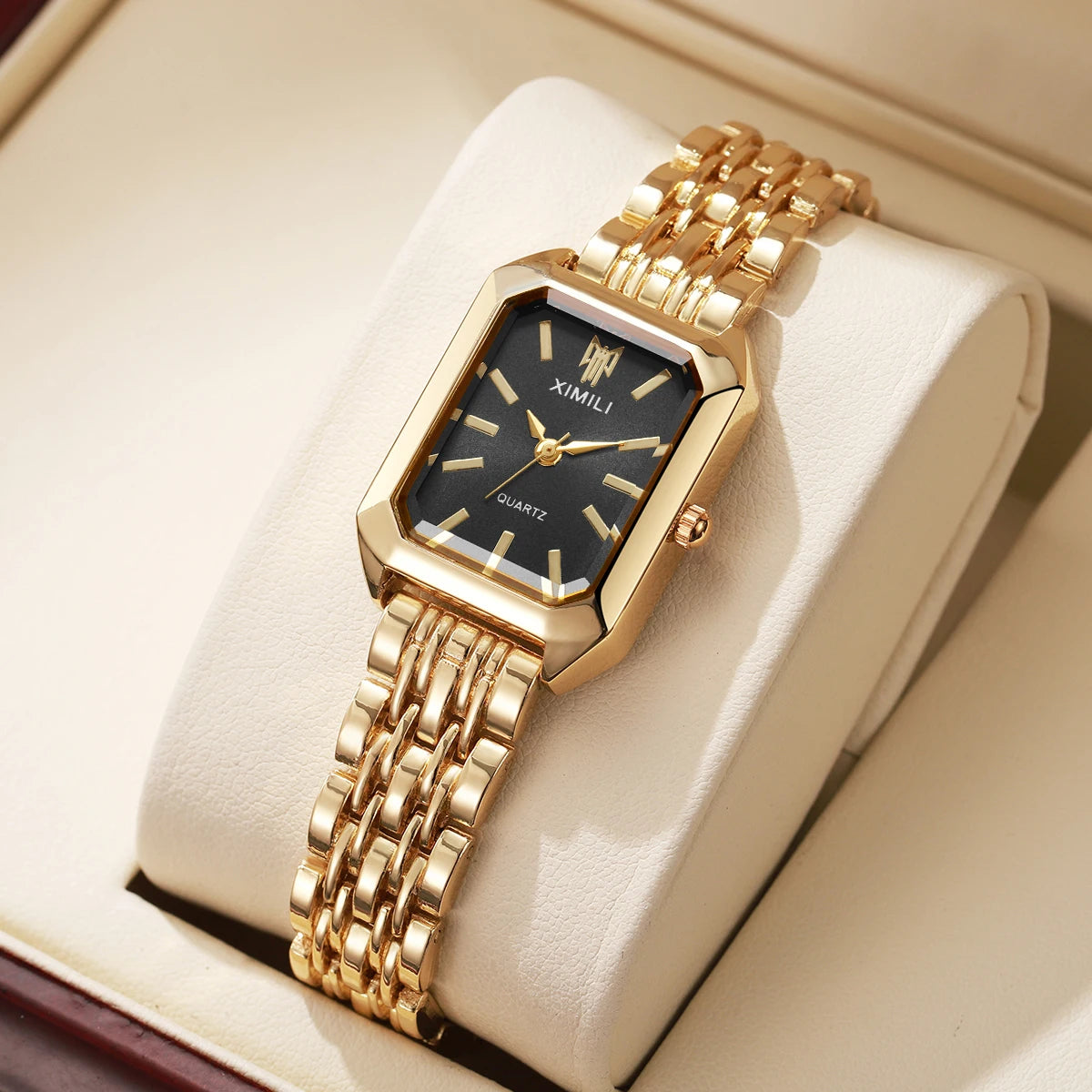 Veloré™ Luxe Women’s Rectangle Quartz Watch – Elegant Stainless Steel Band