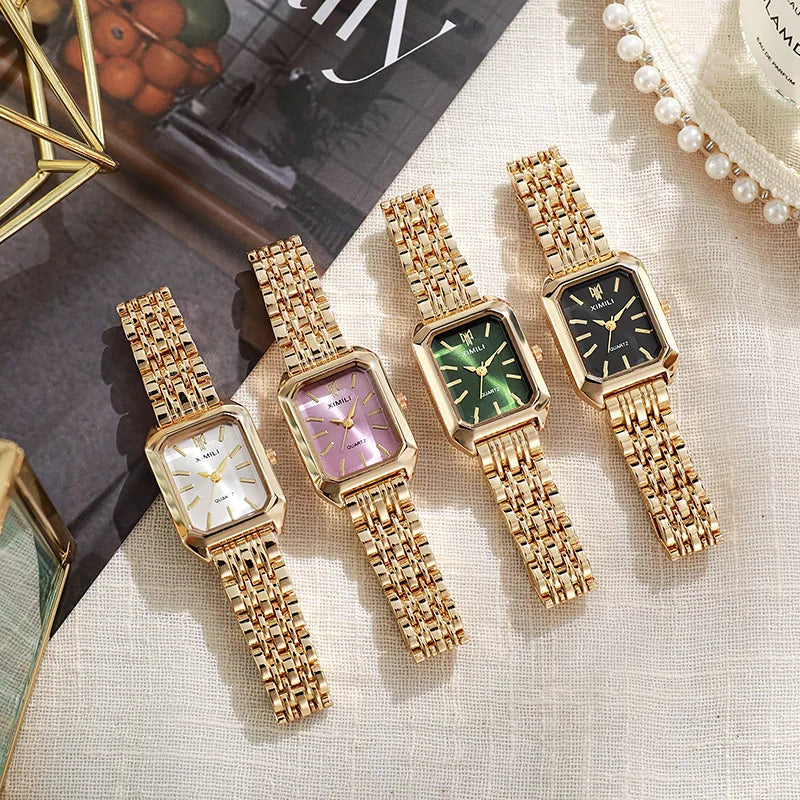 Veloré™ Luxe Women’s Rectangle Quartz Watch – Elegant Stainless Steel Band