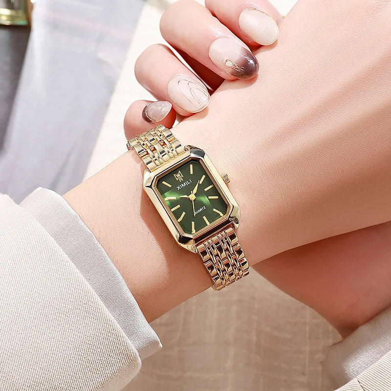 Veloré™ Luxe Women’s Rectangle Quartz Watch – Elegant Stainless Steel Band