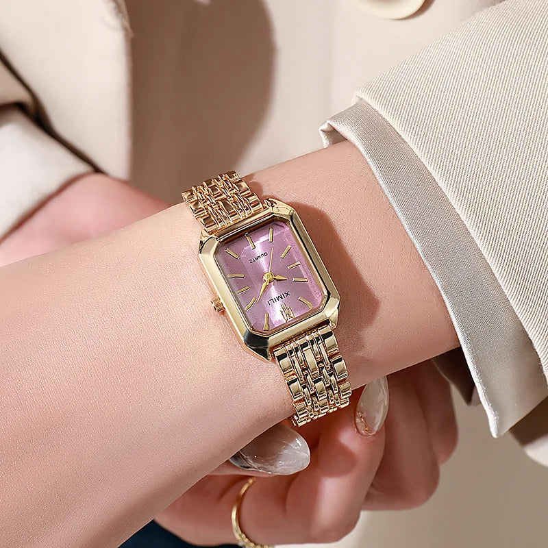 Veloré™ Luxe Women’s Rectangle Quartz Watch – Elegant Stainless Steel Band