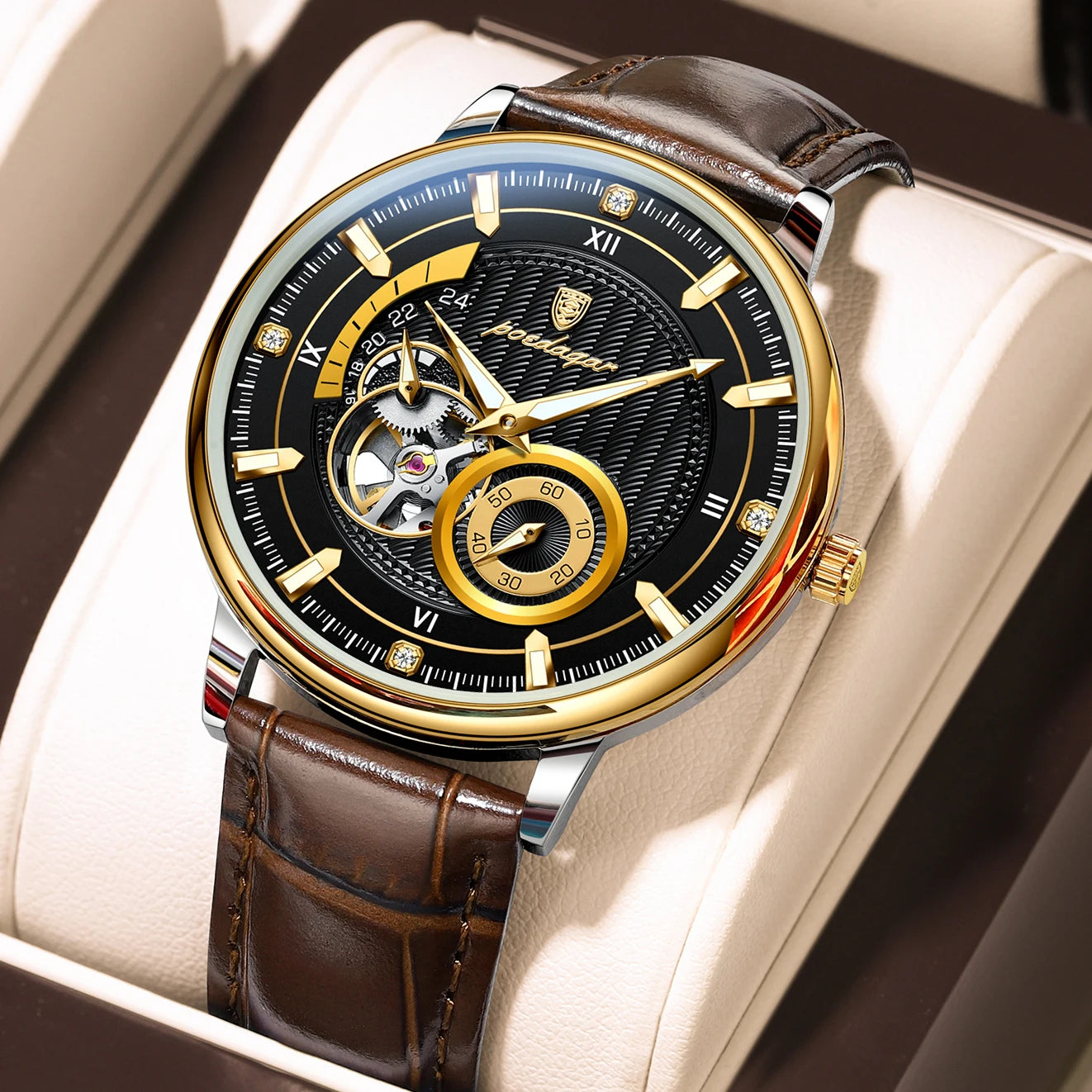 Veloré™ Tourbillon Automatic Leather Men’s Watch