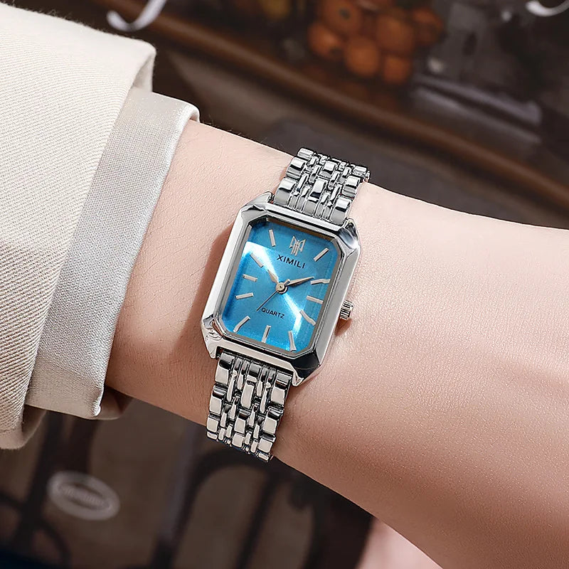 Veloré™ Luxe Women’s Rectangle Quartz Watch – Elegant Stainless Steel Band