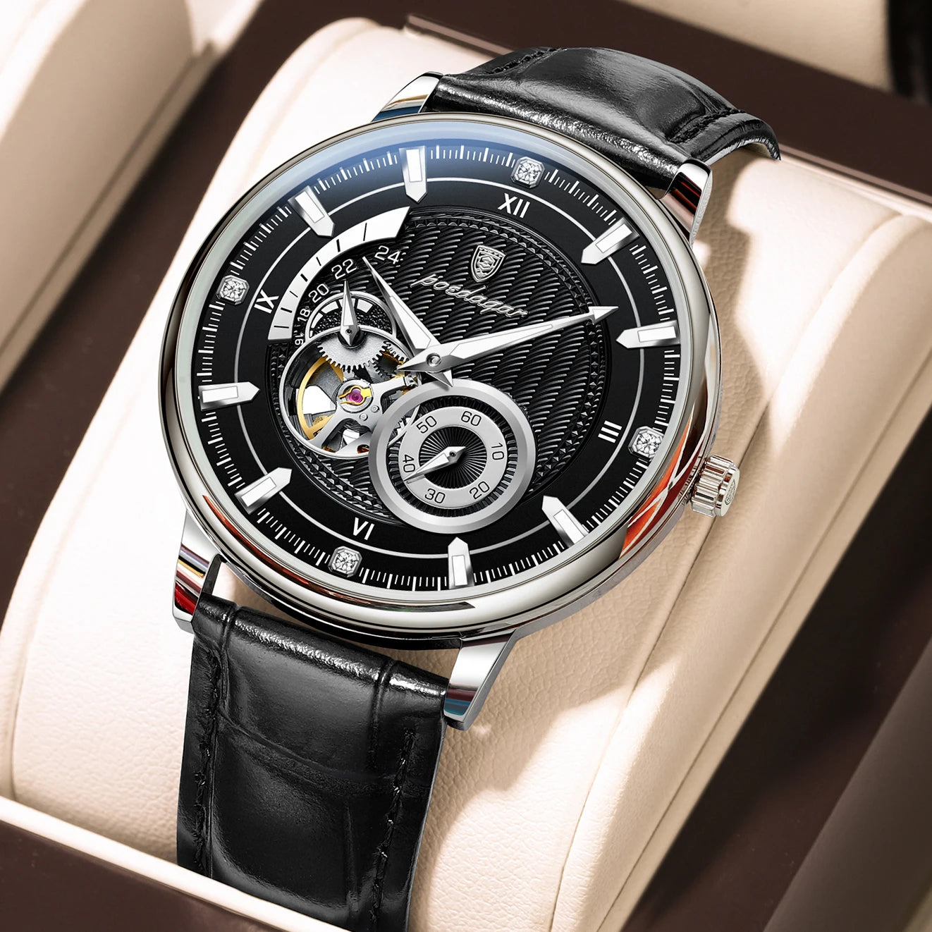 Veloré™ Tourbillon Automatic Leather Men’s Watch