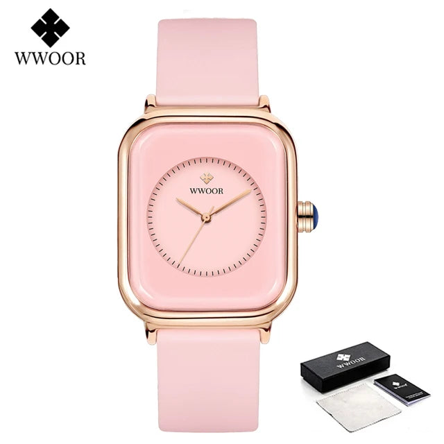 Veloré™ Purple Square Women’s Quartz Watch – Waterproof Silicone Band