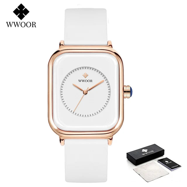 Veloré™ Purple Square Women’s Quartz Watch – Waterproof Silicone Band