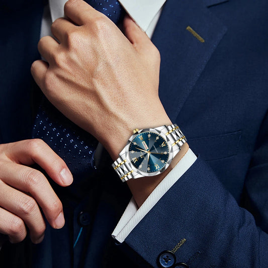 Veloré™ Prestige Stainless Steel Chronograph – Luxury Men’s Watch with Double Calendar & Night Glow